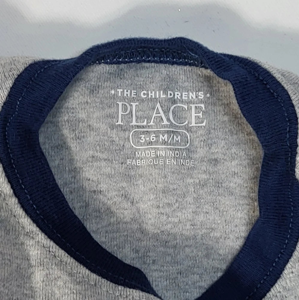 The Children's Place Baby Boys 3-6M Gray Dinosaur Graphic Short Sleeve T-Shirt